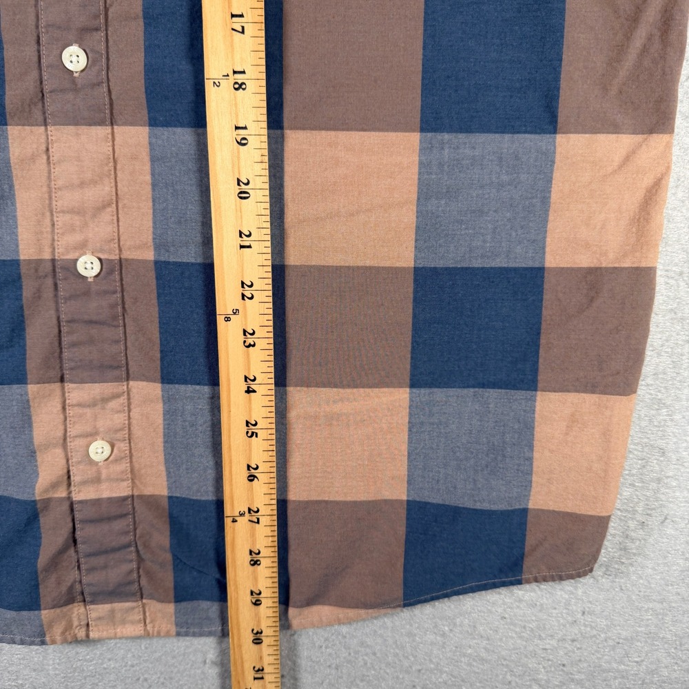 Patagonia Mens Organic Cotton Plaid Short Sleeve Button Down Shirt Brown Blue L - Picture 6 of 13